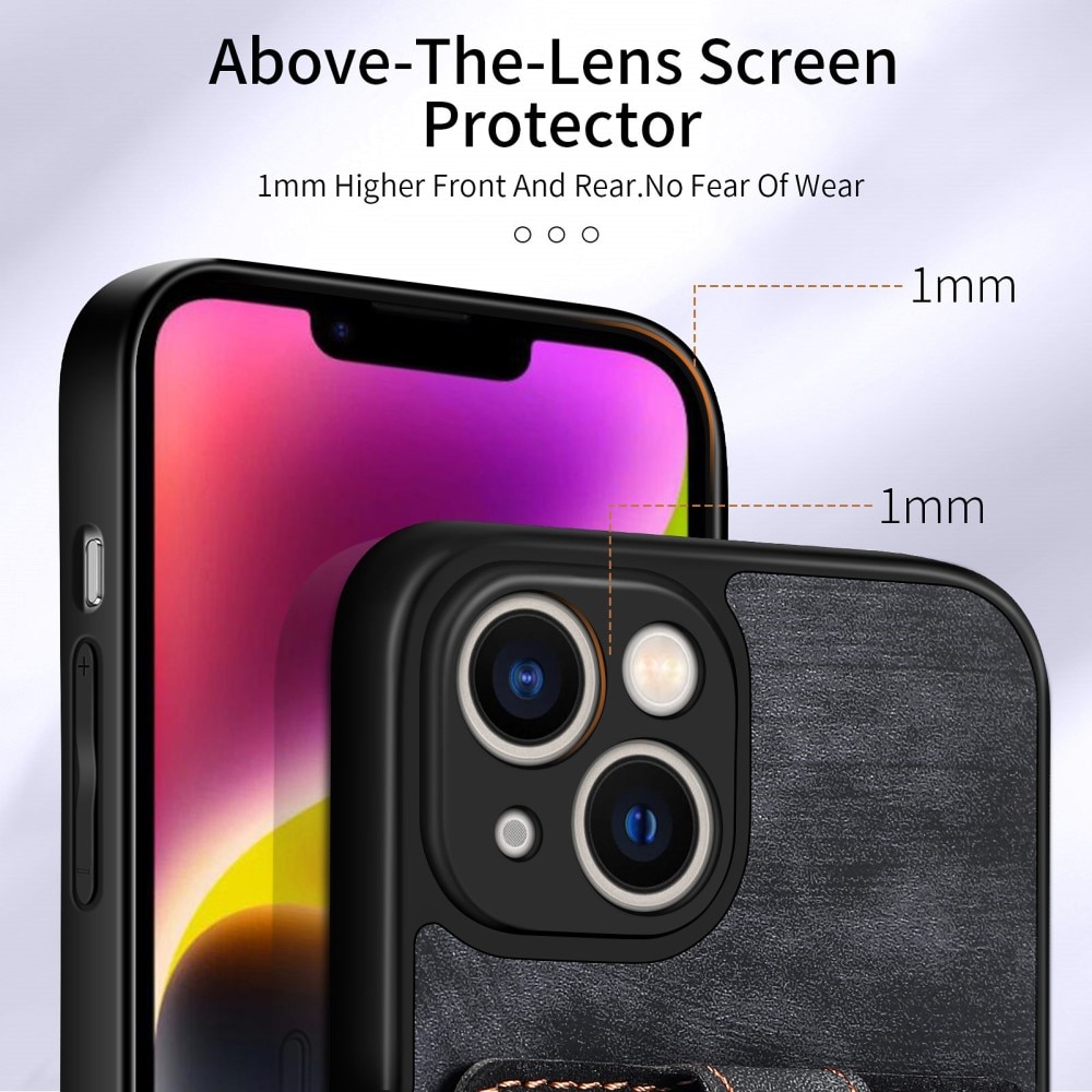 Tegnebog Cover med Finger Ring iPhone 14 sort