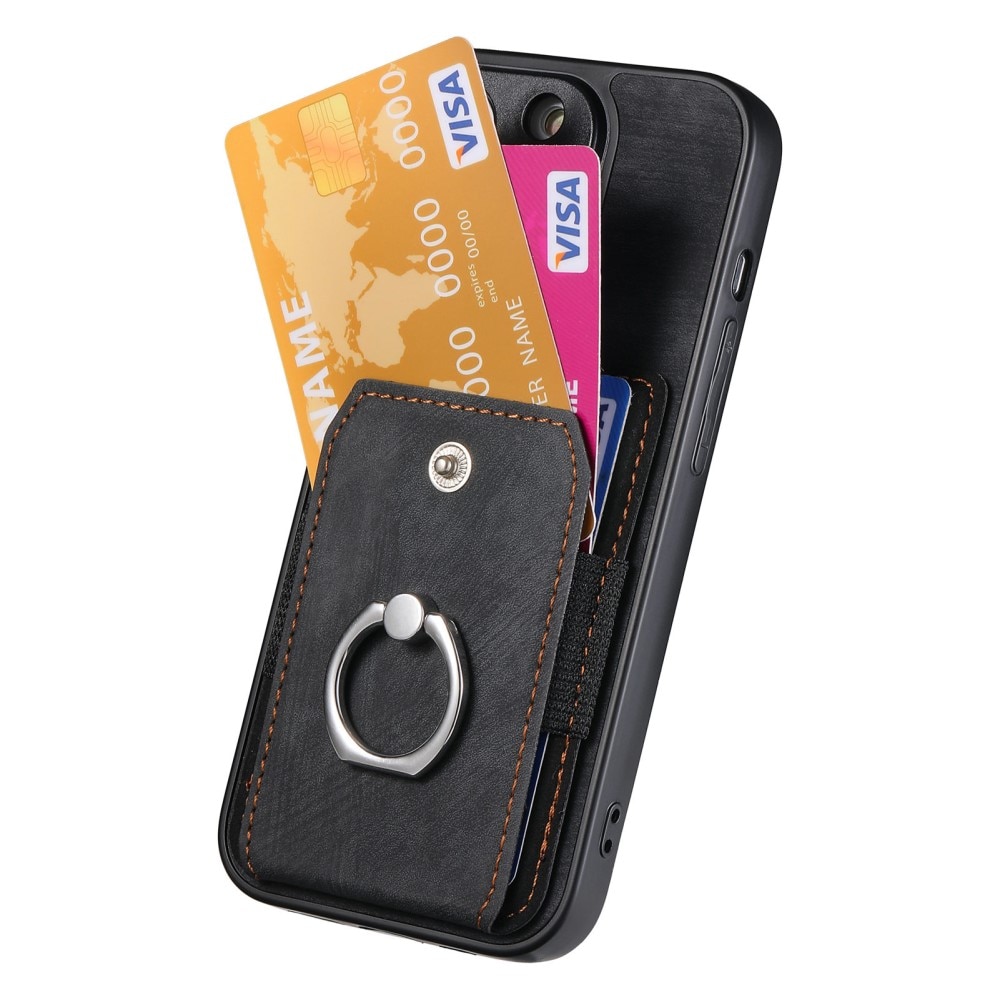 Tegnebog Cover med Finger Ring iPhone 14 sort