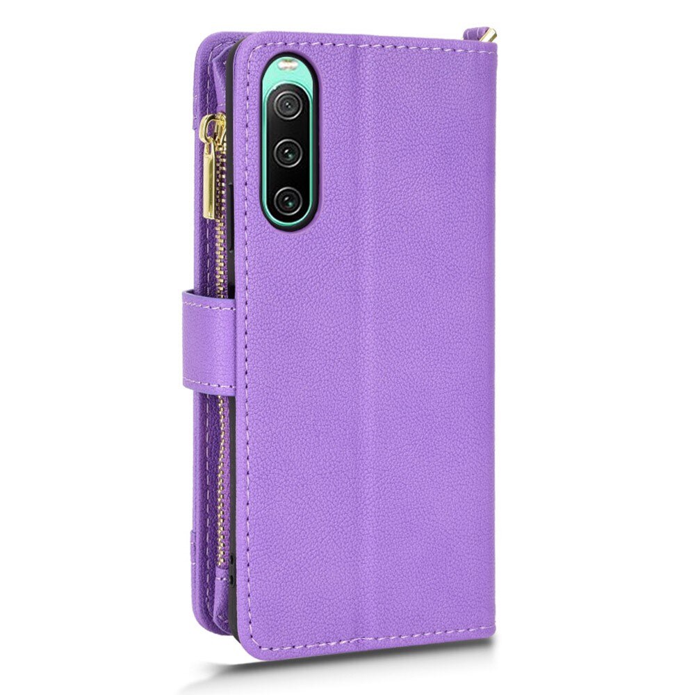 Zipper Læder multi-slot tegnebog Sony Xperia 10 V lila