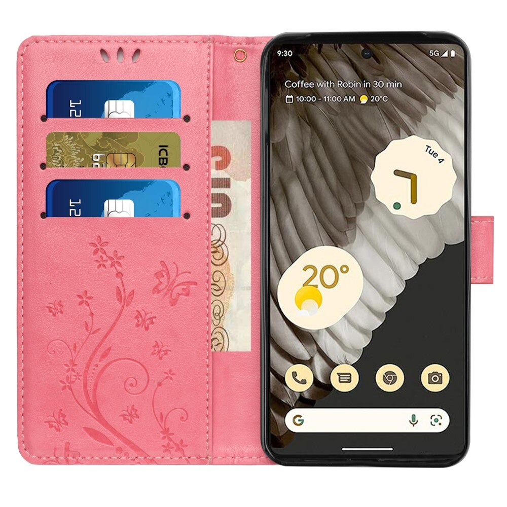 Læderetui Sommerfugle Google Pixel 8 Pro Lyserød