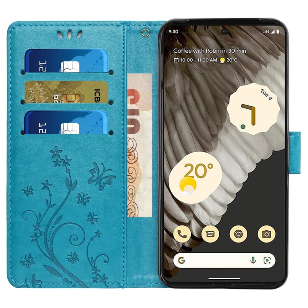 Læderetui Sommerfugle Google Pixel 8 Pro Blå
