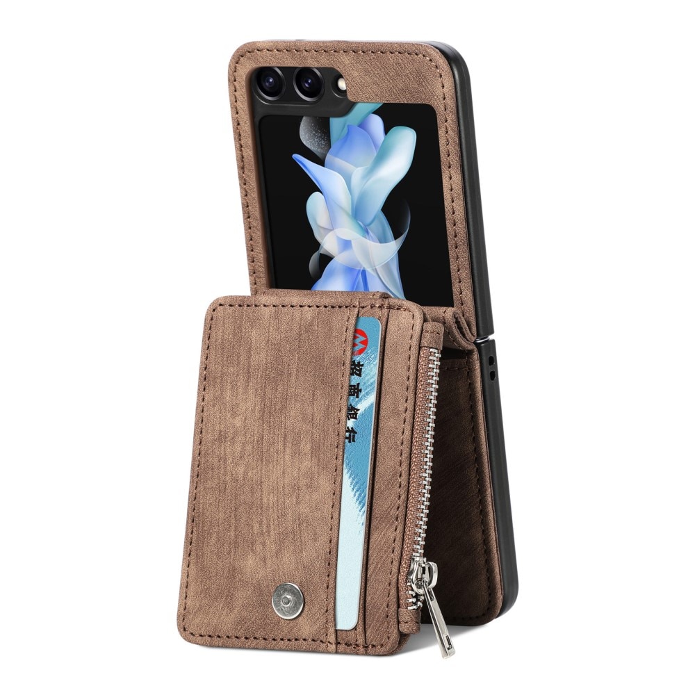 Zipper Multi-Slot Mobiltaske Samsung Galaxy Z Flip 5 brun