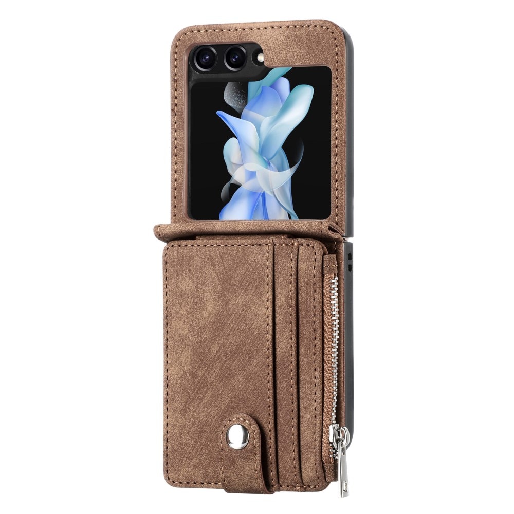 Zipper Multi-Slot Mobiltaske Samsung Galaxy Z Flip 5 brun