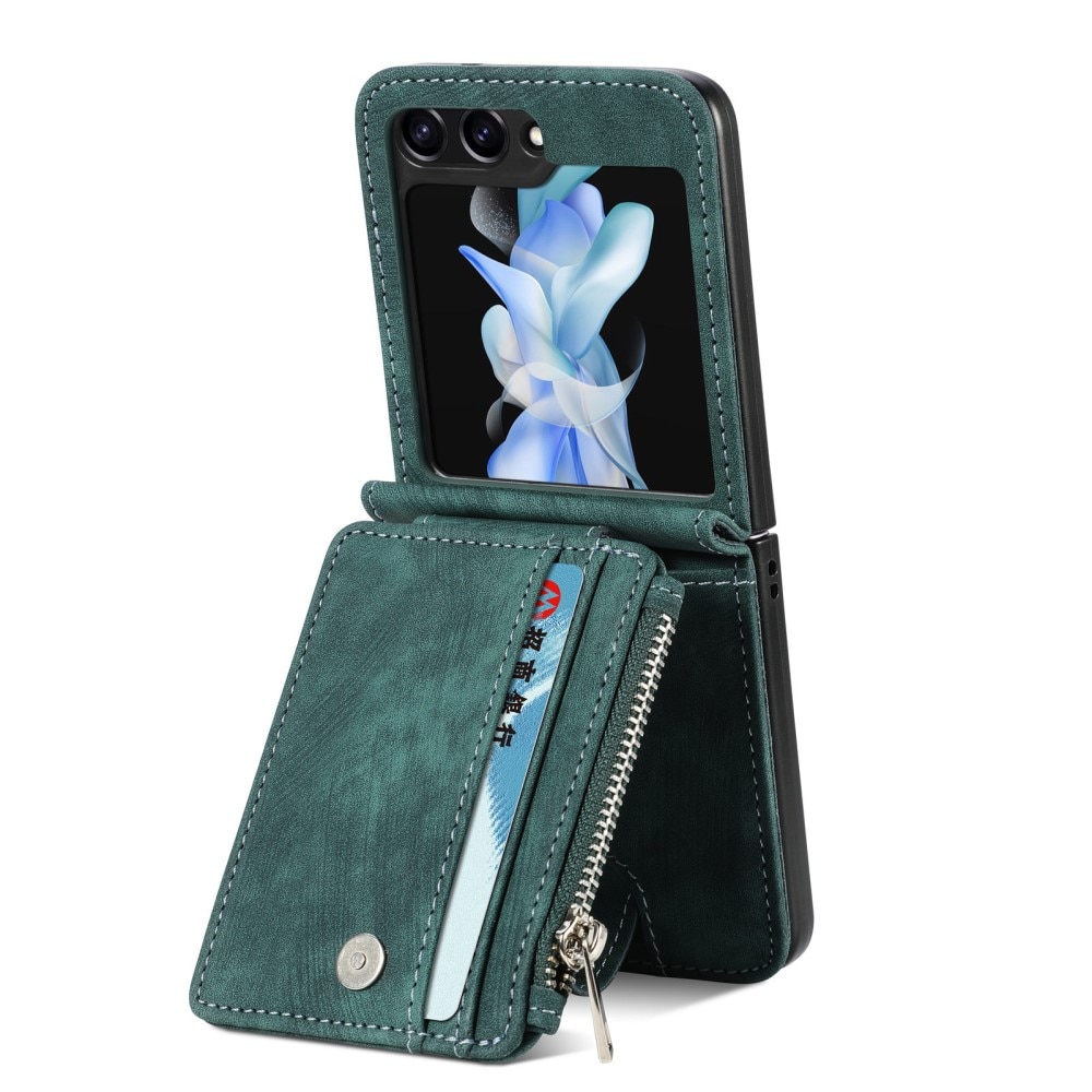 Zipper Multi-Slot Mobiltaske Samsung Galaxy Z Flip 5 grøn