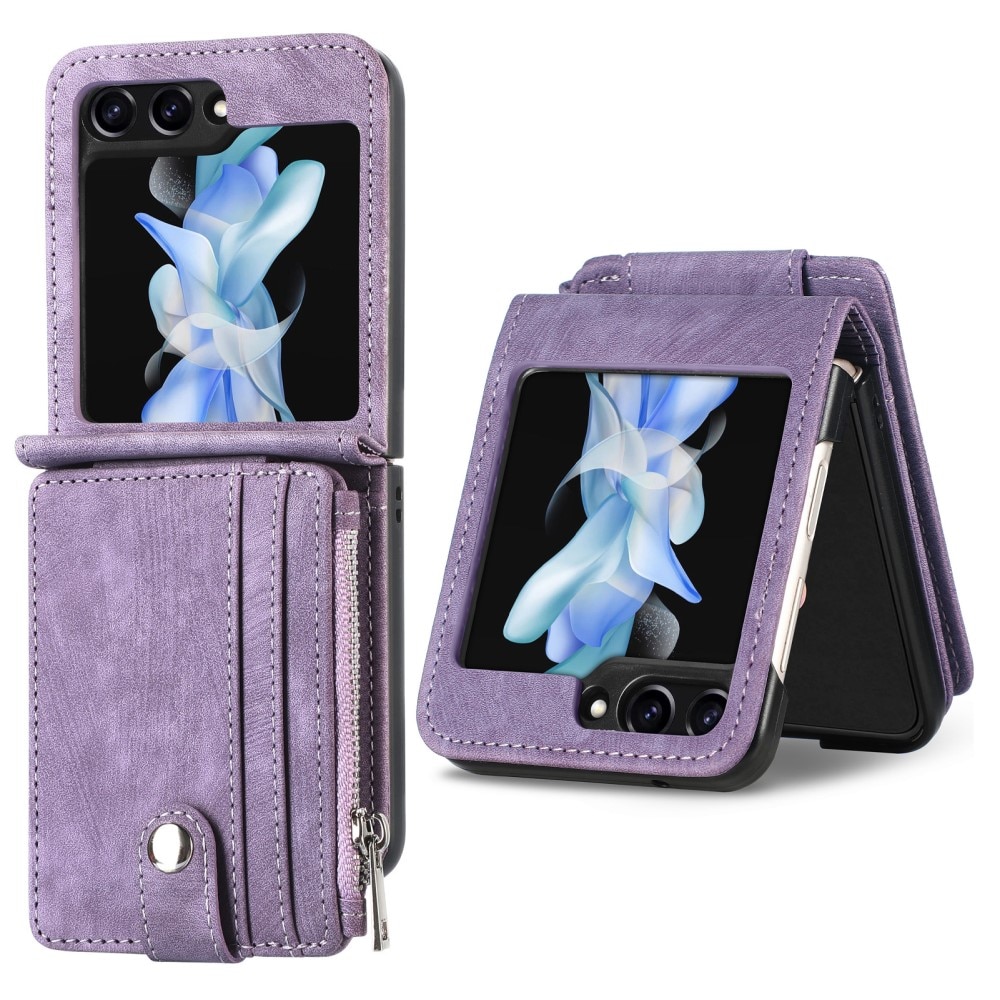 Zipper Multi-Slot Mobiltaske Samsung Galaxy Z Flip 5 lila