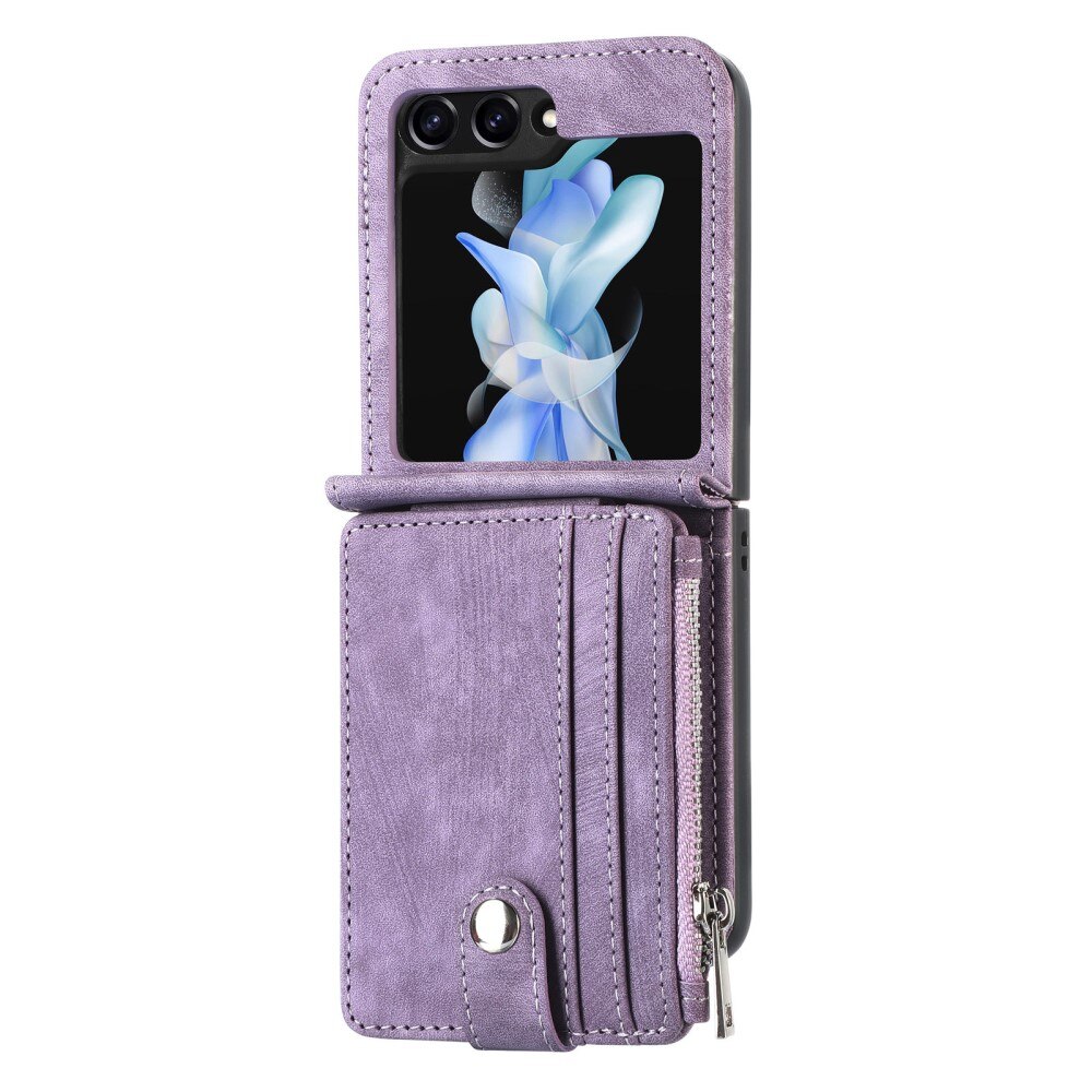 Zipper Multi-Slot Mobiltaske Samsung Galaxy Z Flip 5 lila