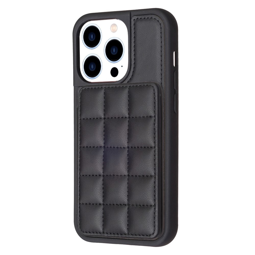 TPU Cover med quiltet pung iPhone 14 Pro sort