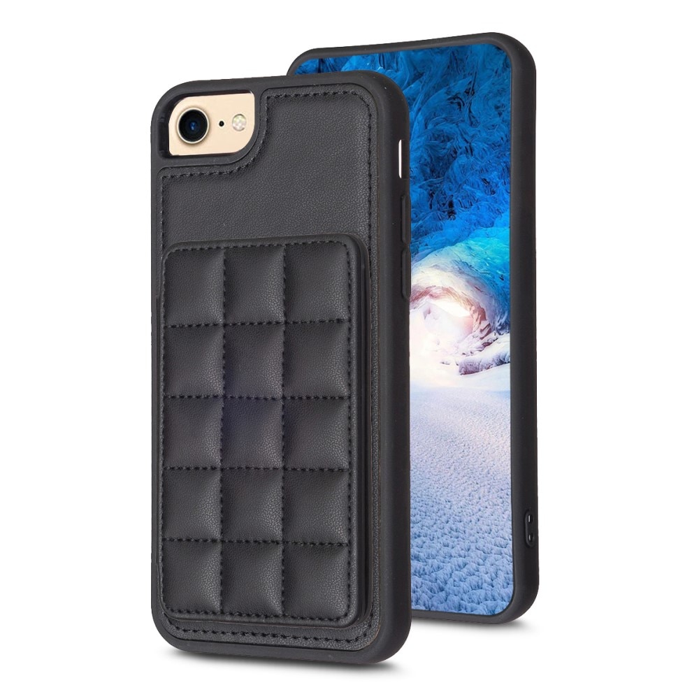 TPU Cover med quiltet pung iPhone 8 sort