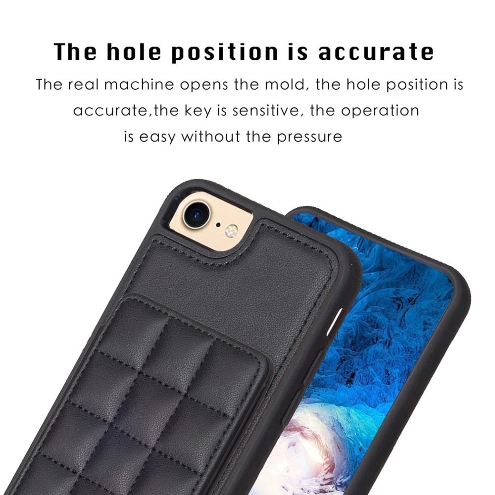 TPU Cover med quiltet pung iPhone 8 sort