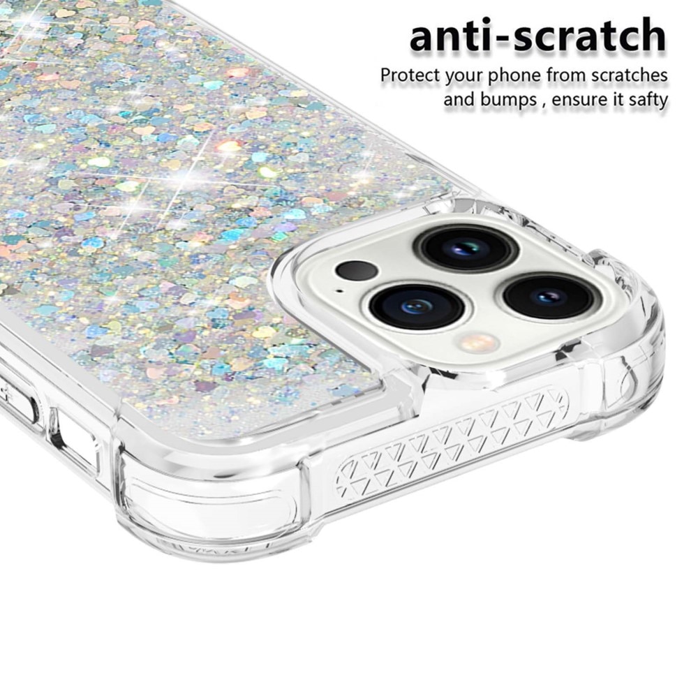 Glitter Powder TPU Cover iPhone 15 Pro sølv