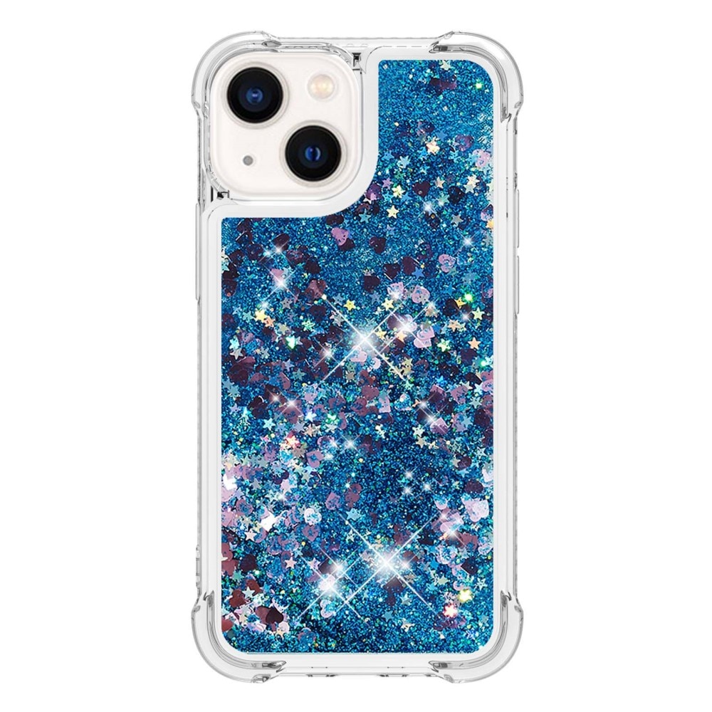 Glitter Powder TPU Cover iPhone 15 blå