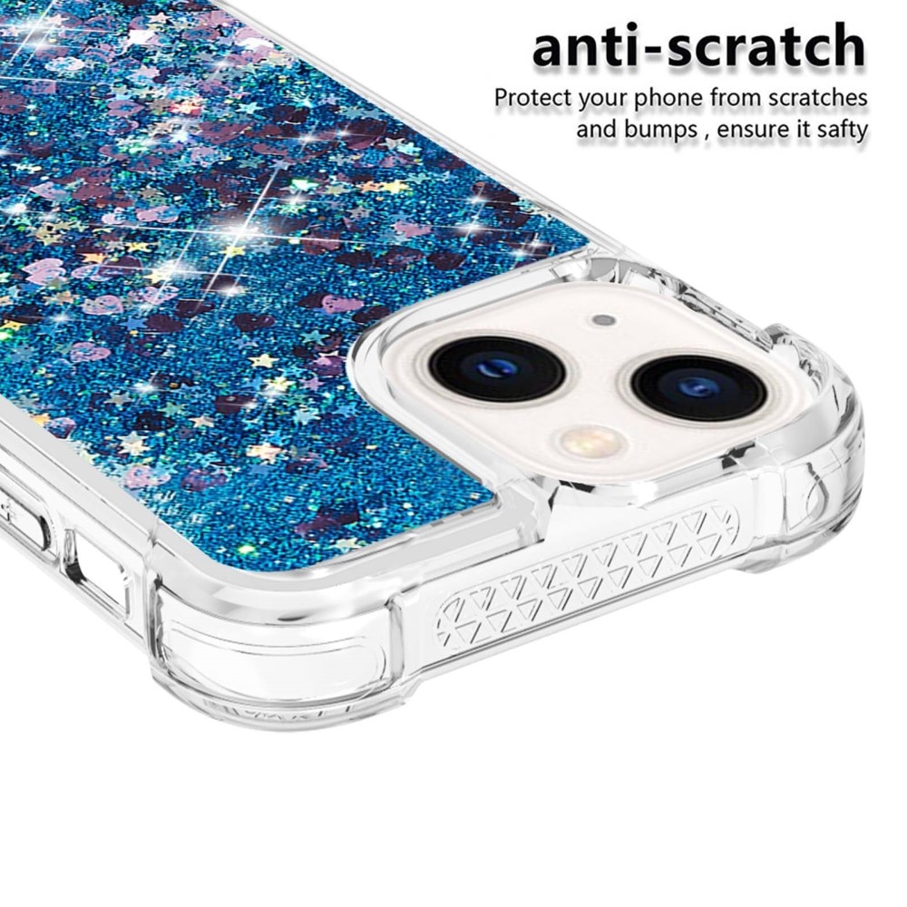 Glitter Powder TPU Cover iPhone 15 blå