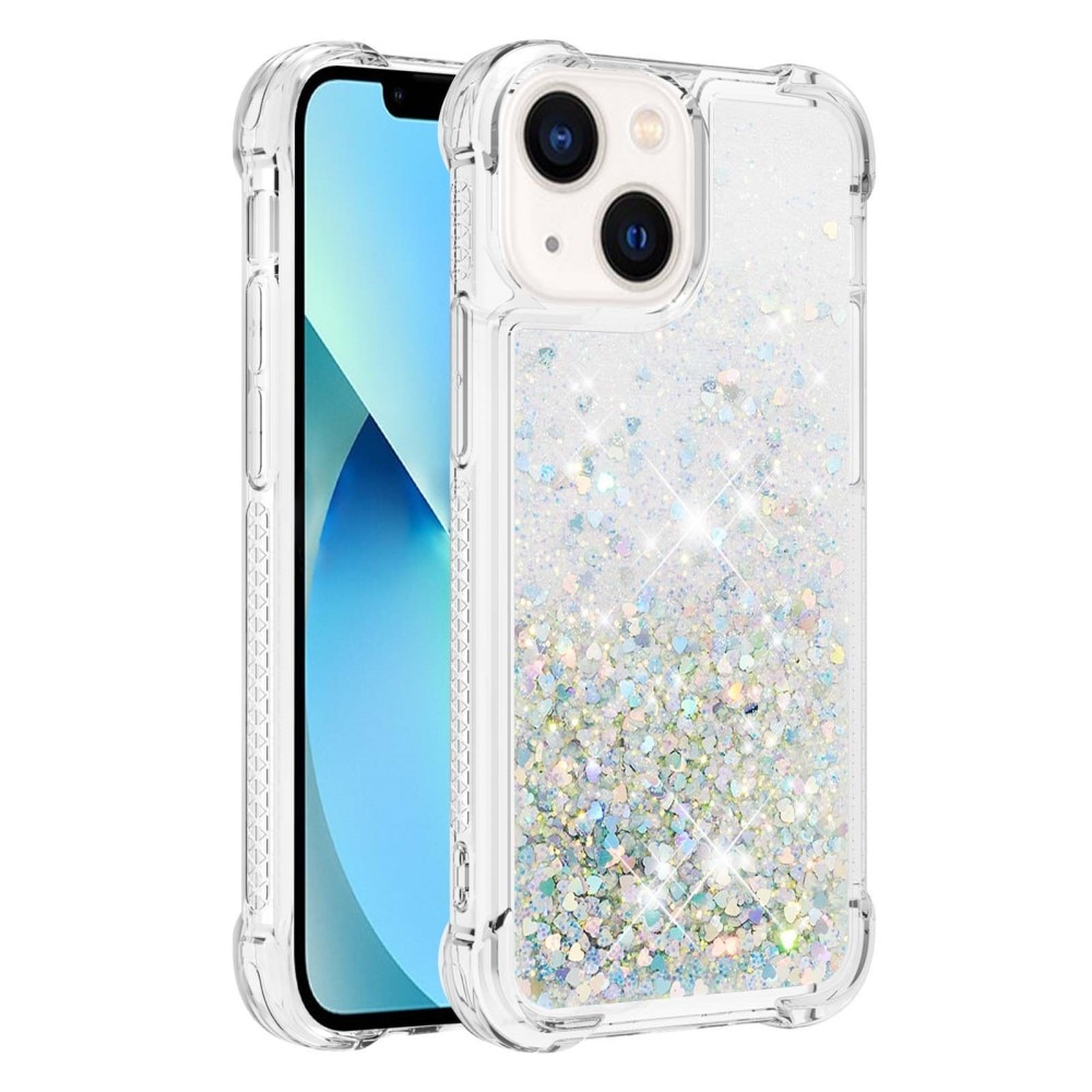 Glitter Powder TPU Cover iPhone 15 sølv