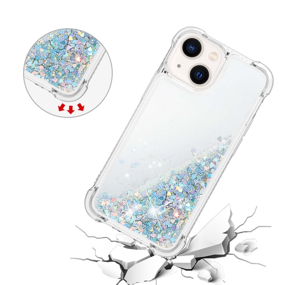 Glitter Powder TPU Cover iPhone 15 sølv