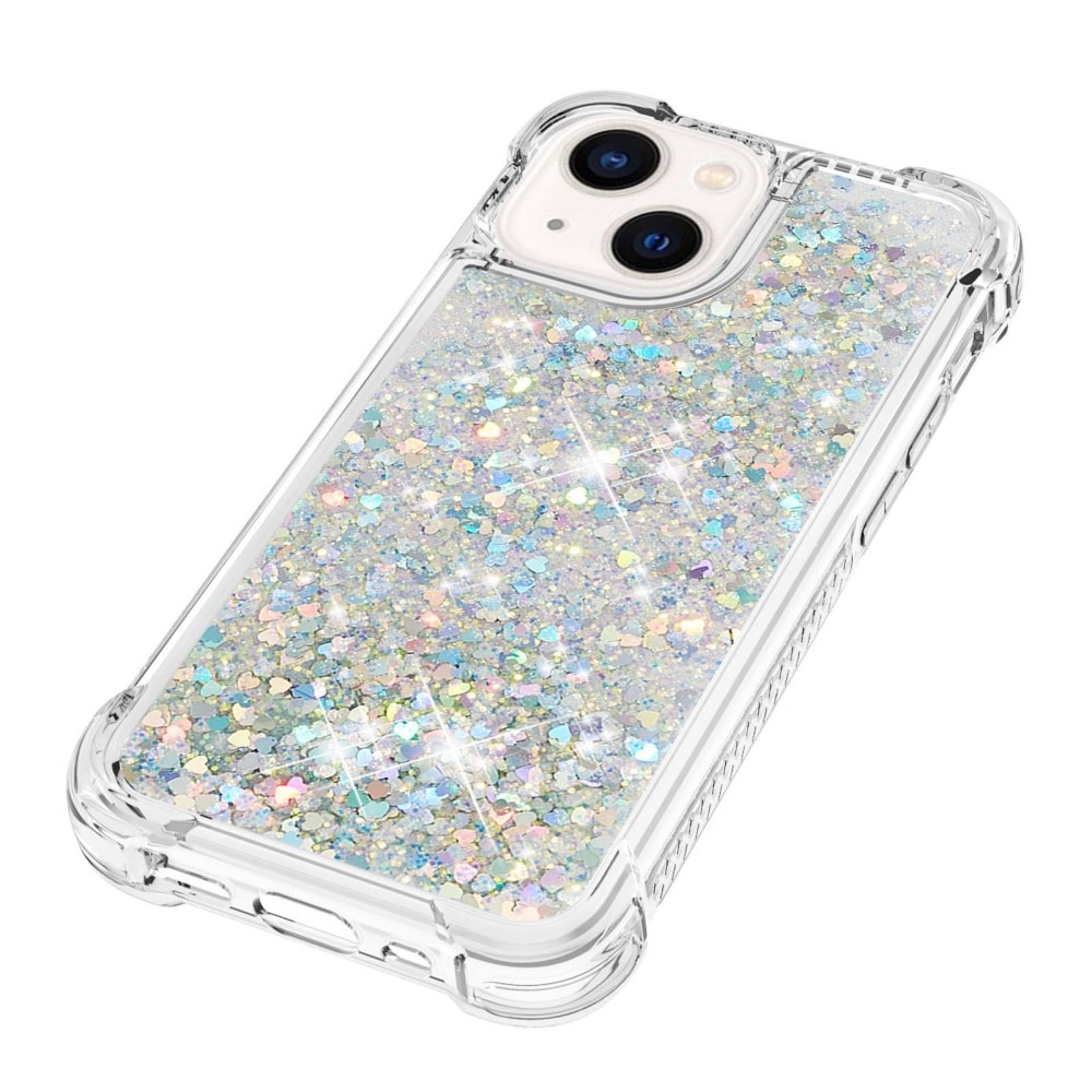 Glitter Powder TPU Cover iPhone 15 sølv