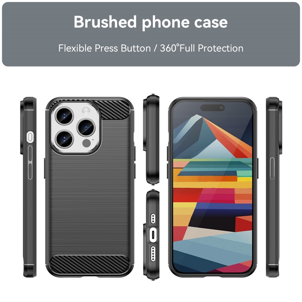 iPhone 15 Pro Max Cover TPU Brushed Sort