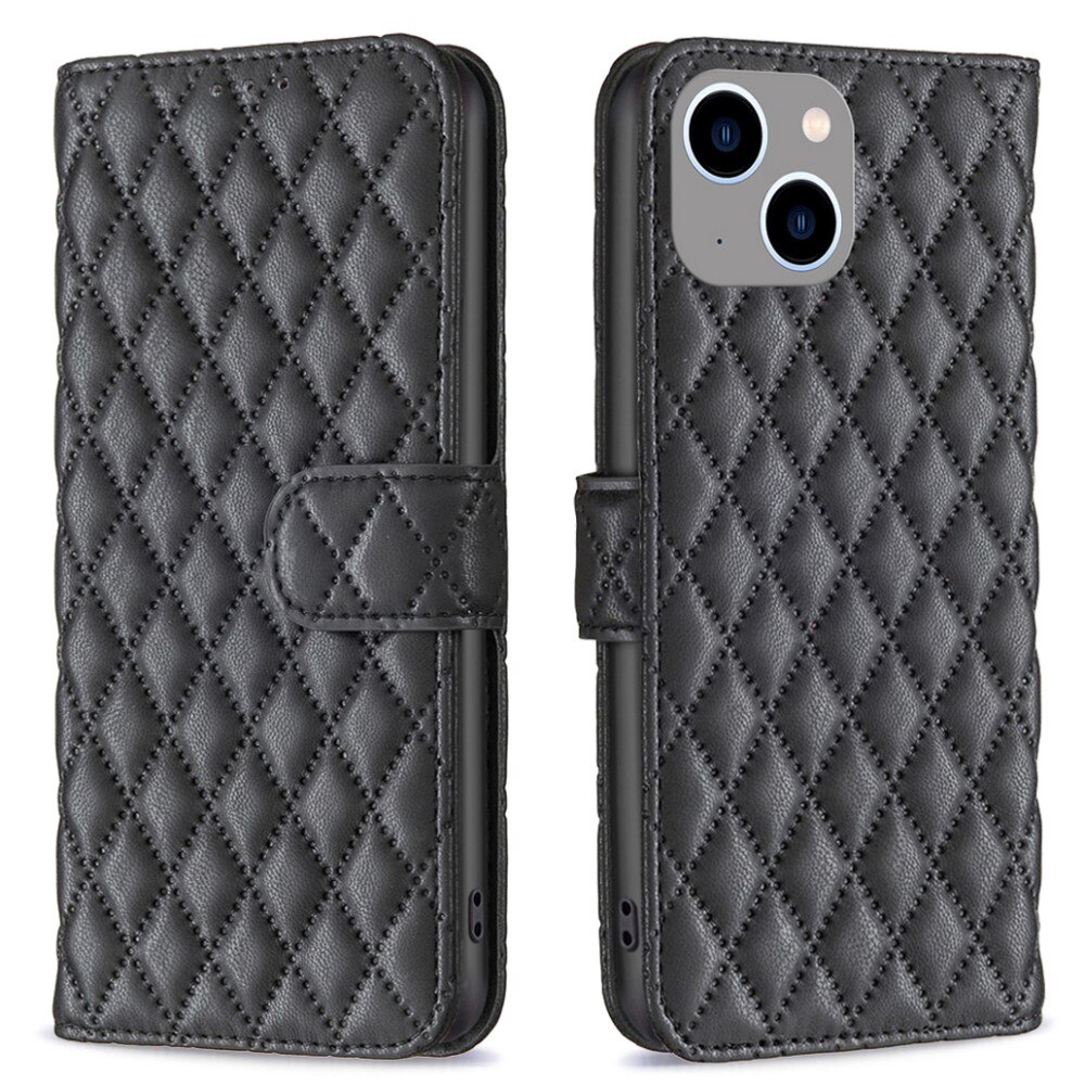 Tegnebogsetui iPhone 15 Quilted sort