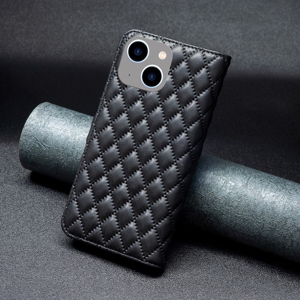 Tegnebogsetui iPhone 15 Quilted sort
