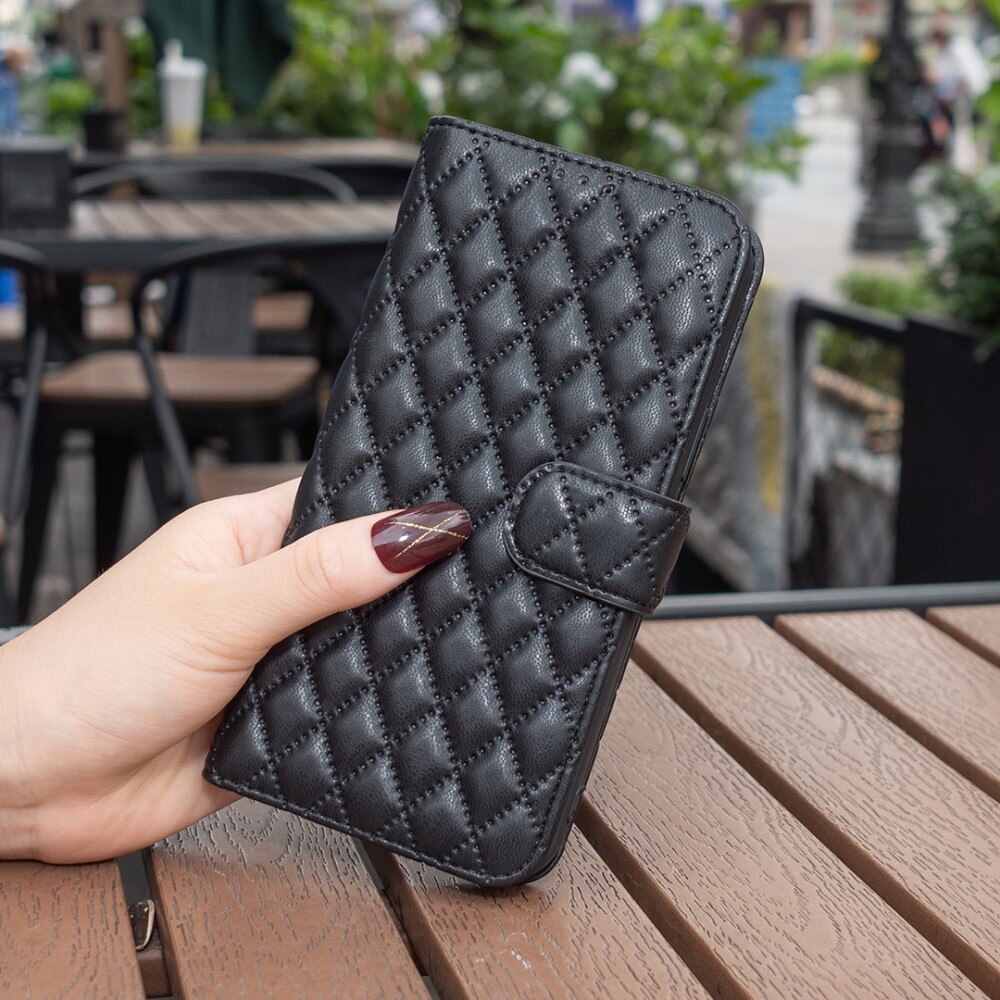 Tegnebogsetui iPhone 15 Quilted sort