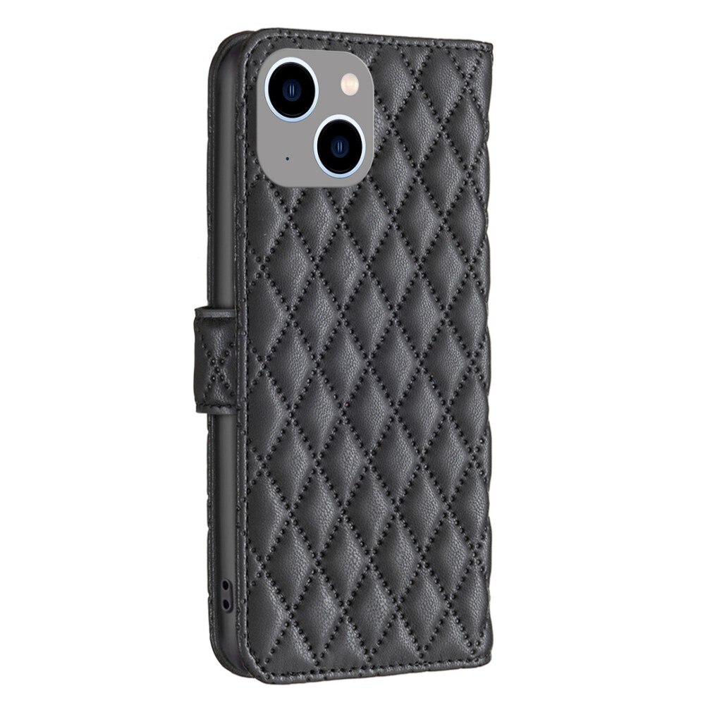 Tegnebogsetui iPhone 15 Quilted sort
