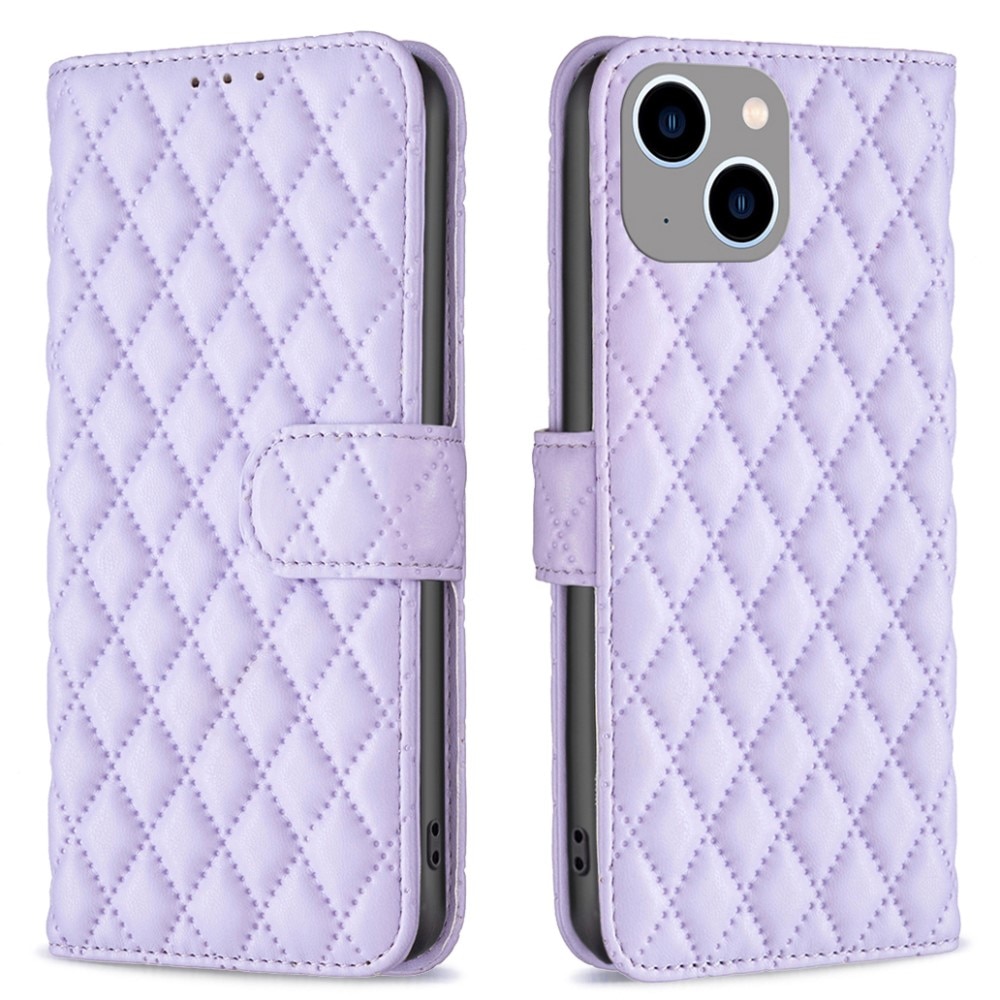 Tegnebogsetui iPhone 15 Quilted lila