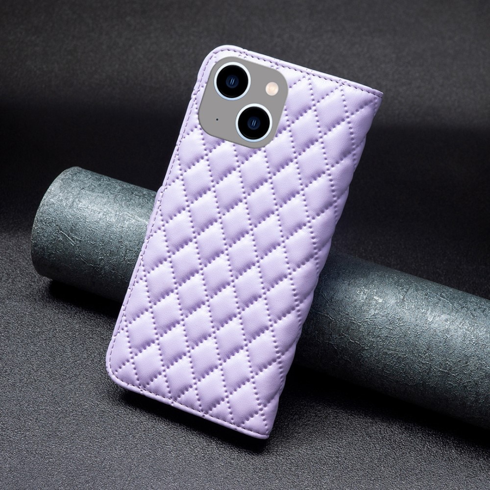 Tegnebogsetui iPhone 15 Quilted lila