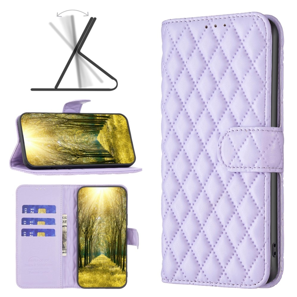 Tegnebogsetui iPhone 15 Quilted lila