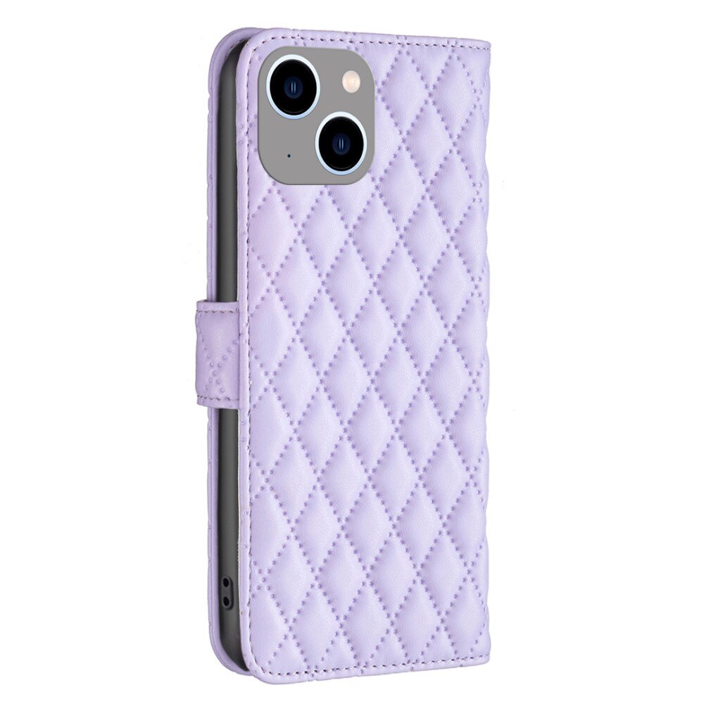 Tegnebogsetui iPhone 15 Quilted lila