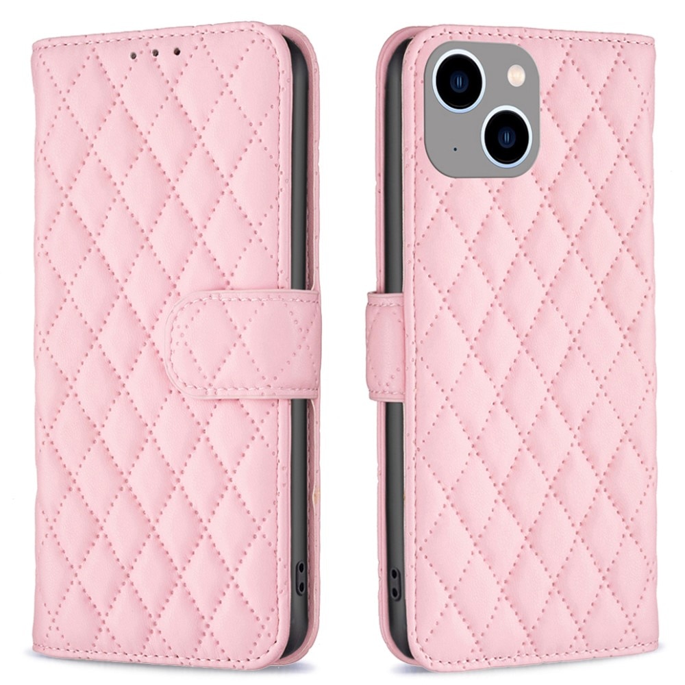 Tegnebogsetui iPhone 15 Quilted lyserød