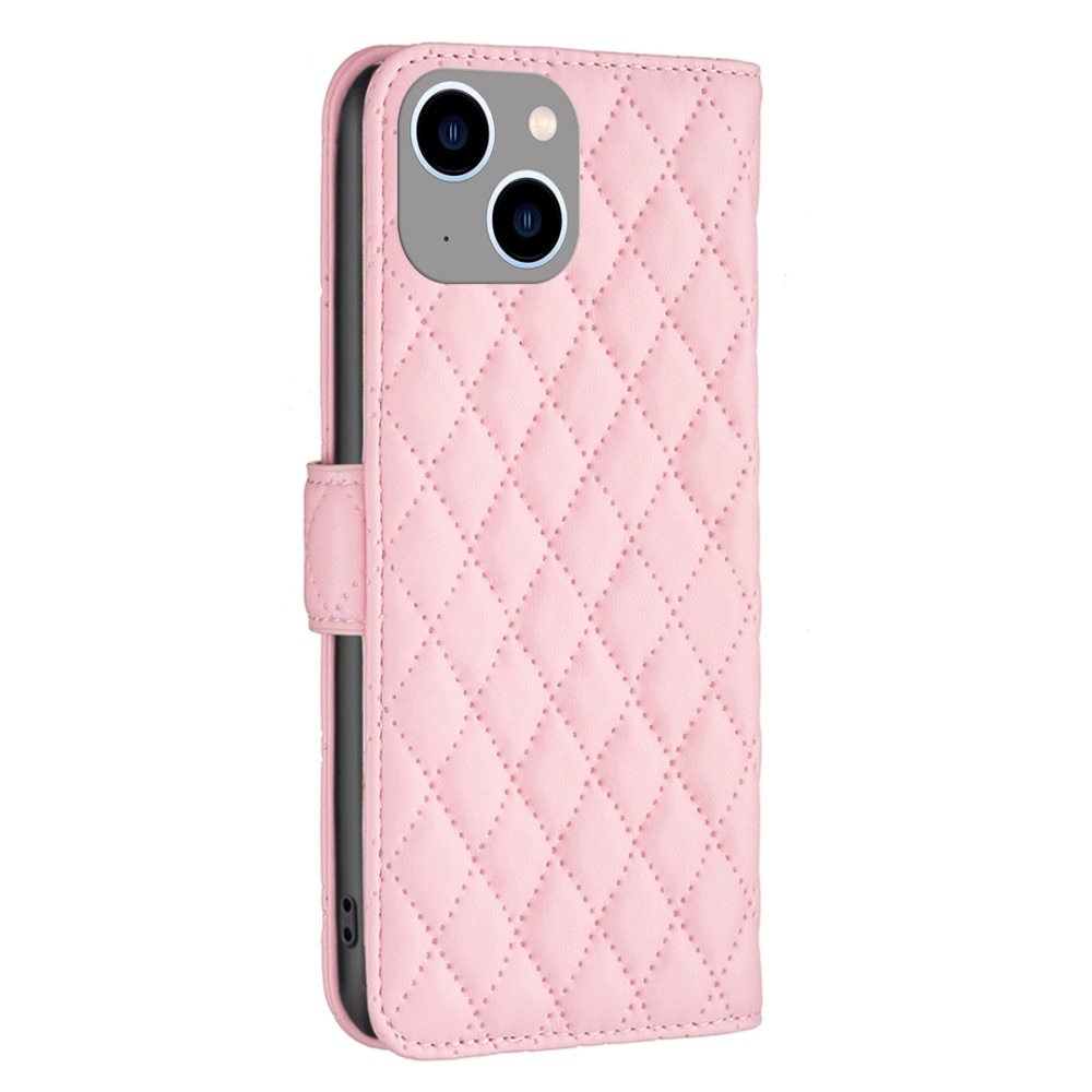 Tegnebogsetui iPhone 15 Quilted lyserød