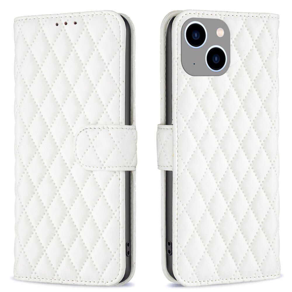 Tegnebogsetui iPhone 15 Quilted hvid