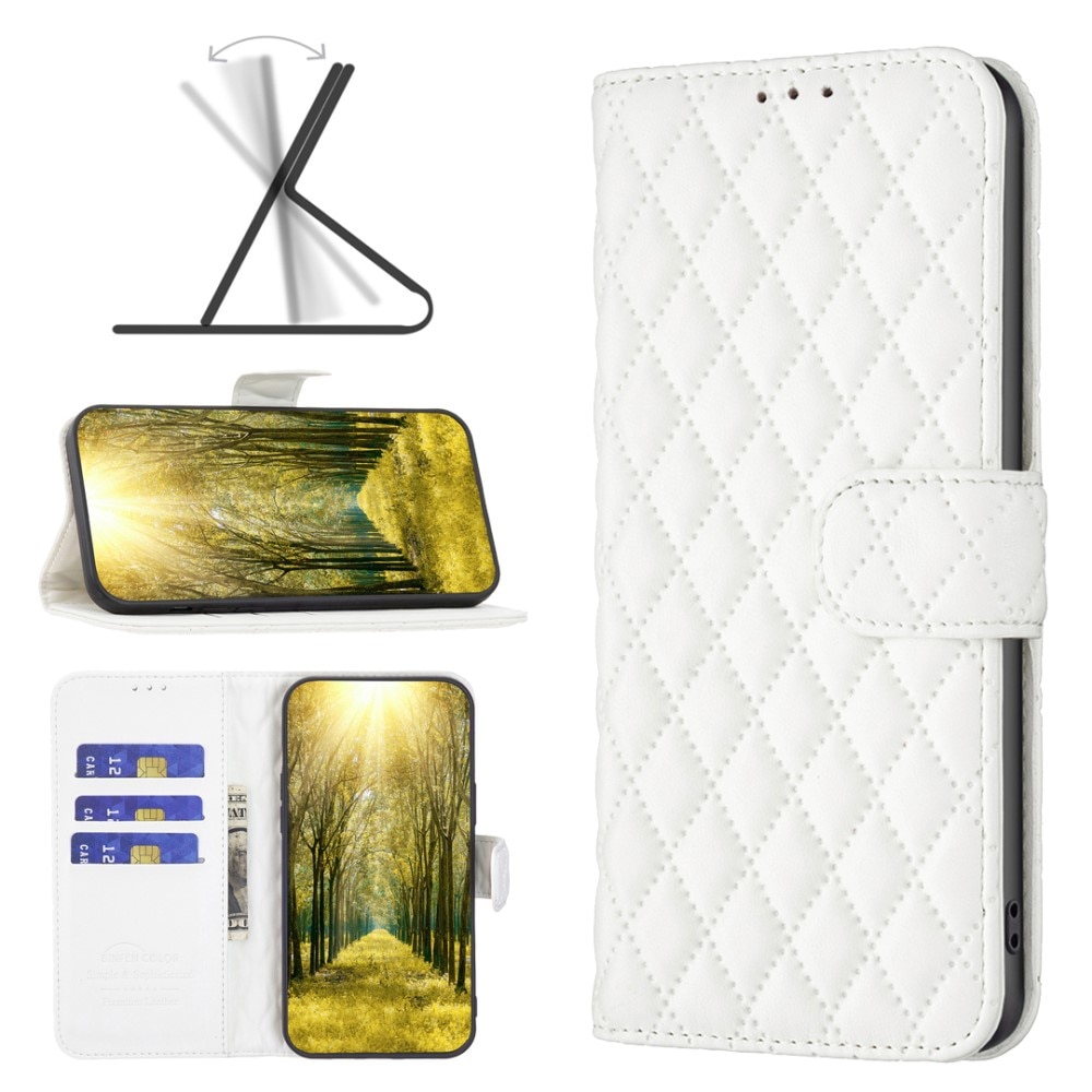 Tegnebogsetui iPhone 15 Quilted hvid