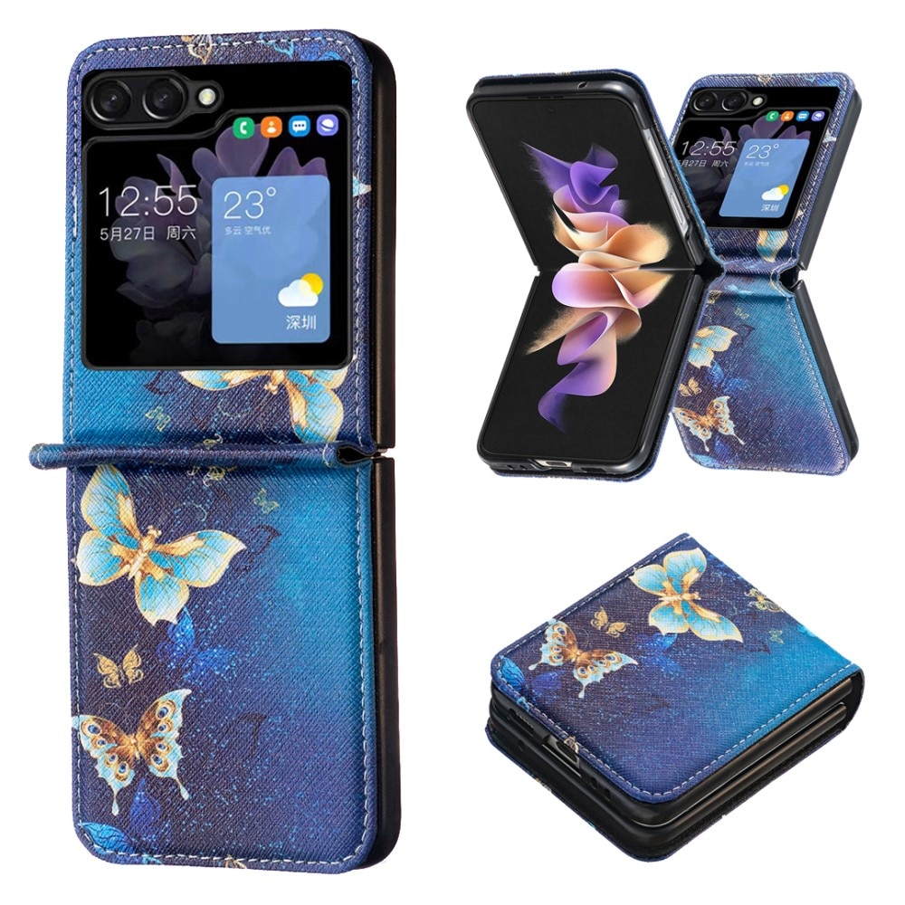 Lædercover Samsung Galaxy Z Flip 5 Blue Butterflies