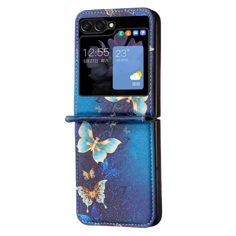 Lædercover Samsung Galaxy Z Flip 5 Blue Butterflies