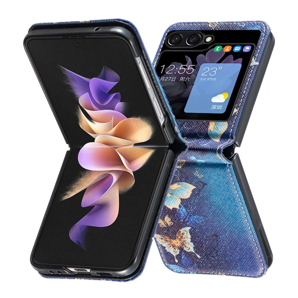 Lædercover Samsung Galaxy Z Flip 5 Blue Butterflies