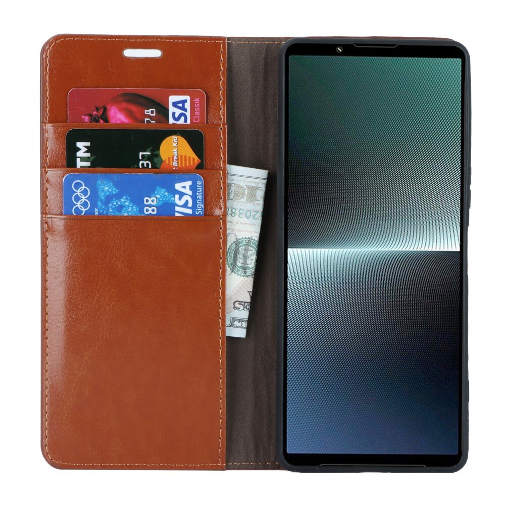 Mobiltaske Ægte Læder Sony Xperia 1 V Brun