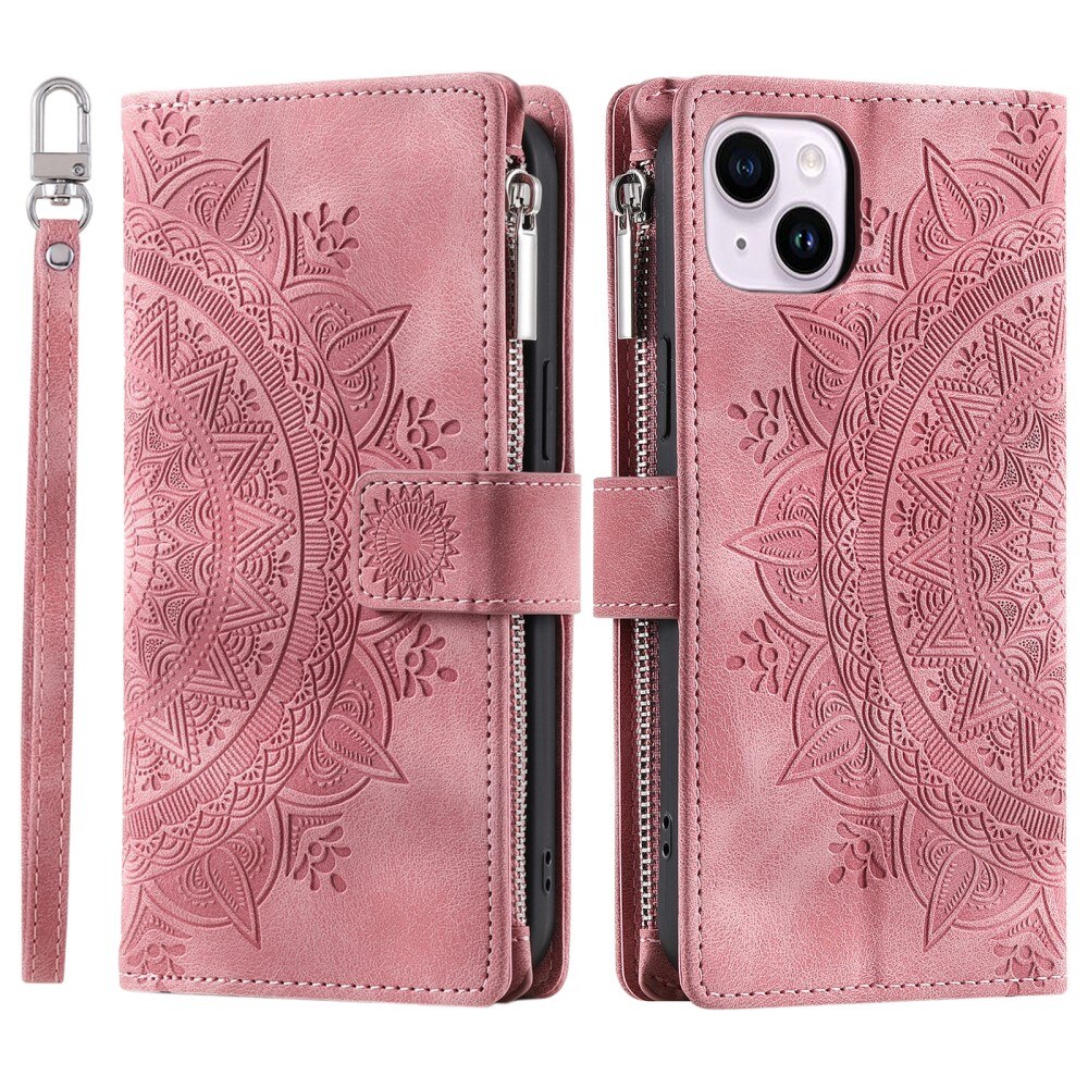 Pung Taske iPhone 15 Mandala lyserød