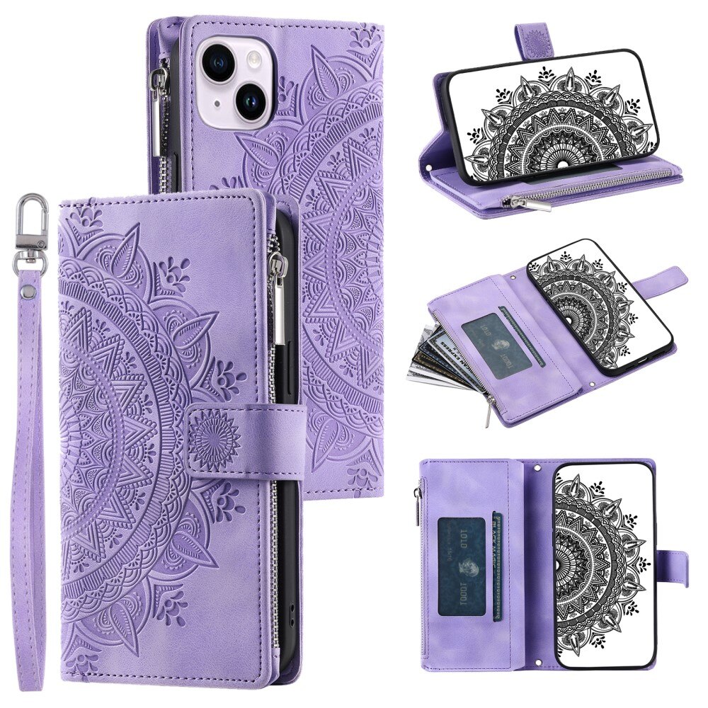 Pung Taske iPhone 15 Mandala lila