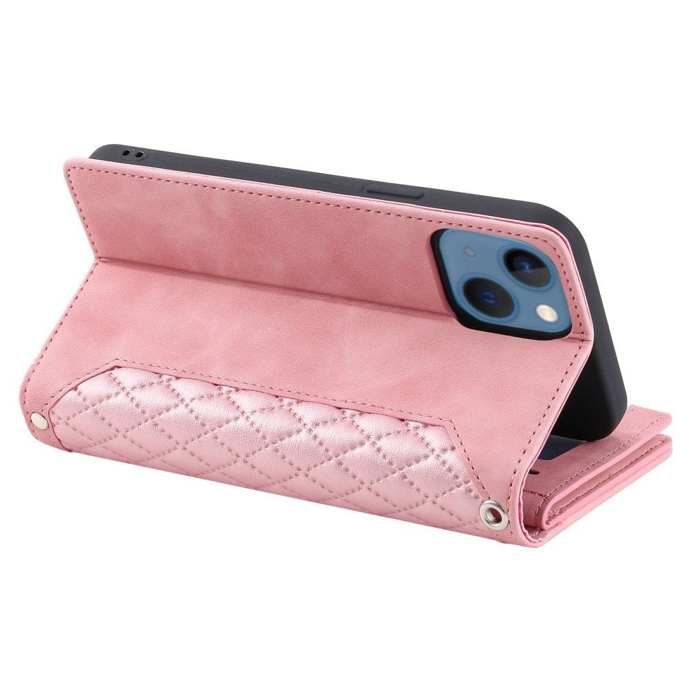 Pung Taske iPhone 15 Quilted lyserød