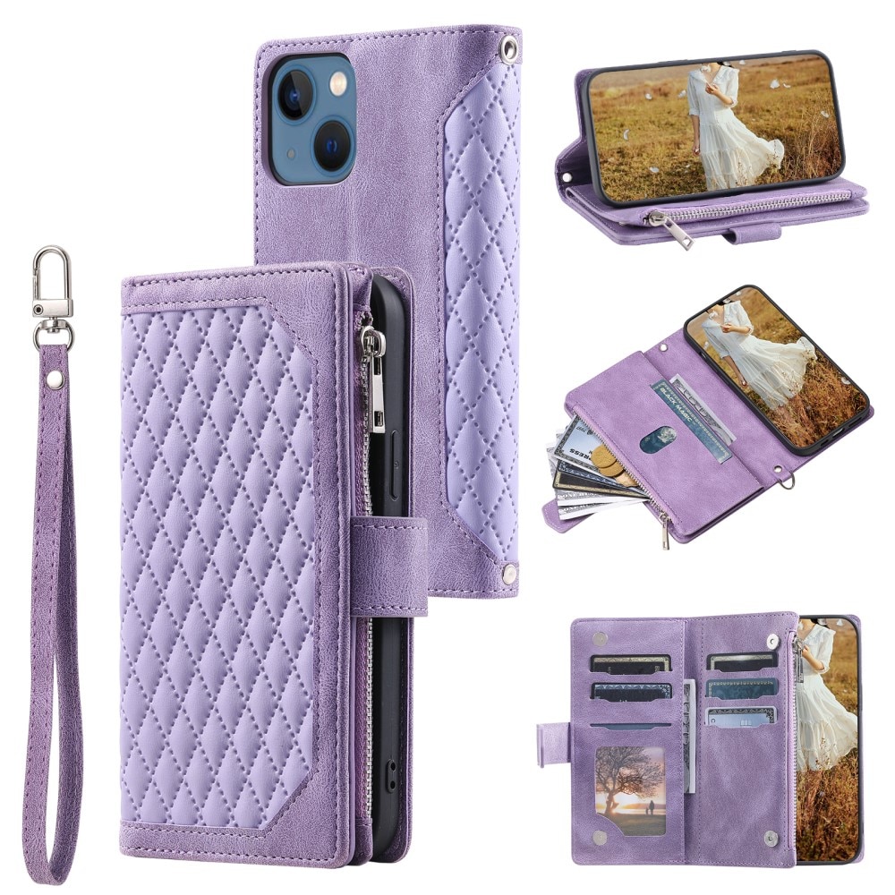 Pung Taske iPhone 15 Plus Quilted lila