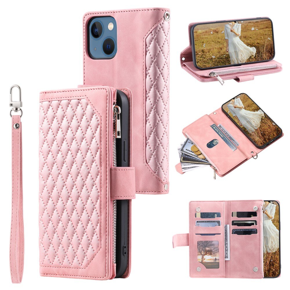 Pung Taske iPhone 15 Plus Quilted lyserød