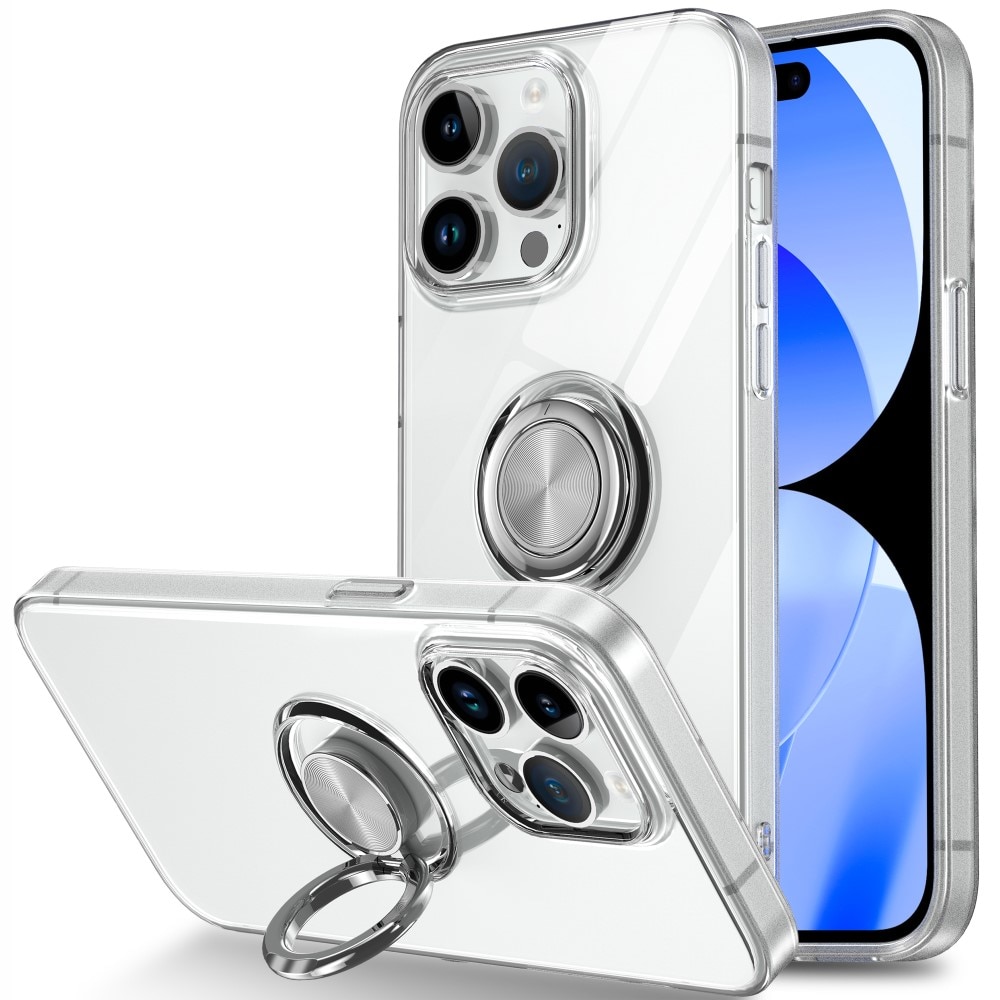 TPU Cover Finger Ring Kickstand iPhone 15 Pro Max gennemsigtig
