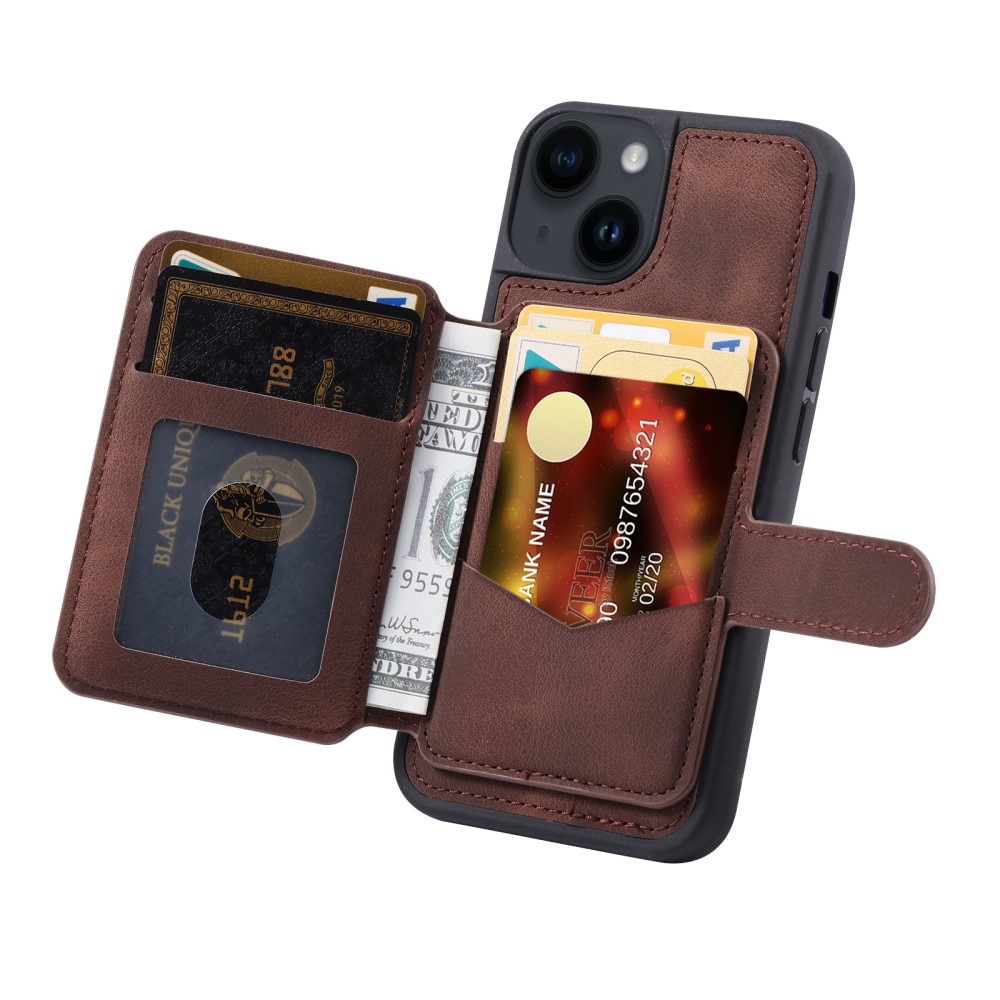 RFID blocking Multi-slot Cover iPhone 15 Plus brun