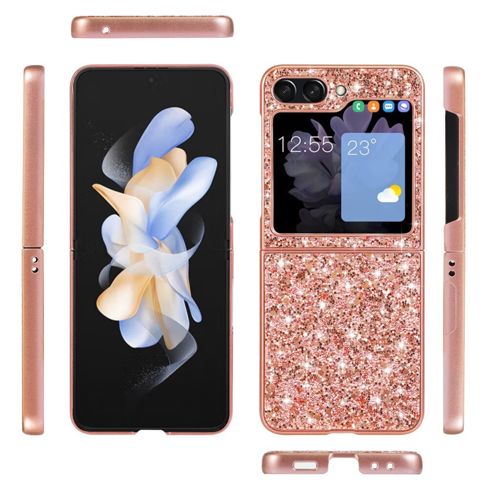 Glittercover Samsung Galaxy Z Flip 5 rose guld