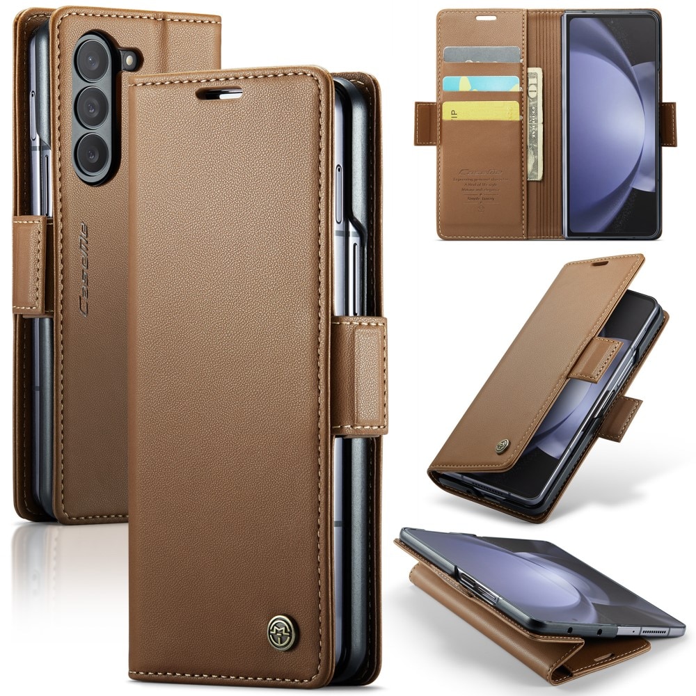 RFID blocking Slim Pung Etui Samsung Galaxy Z Fold 5 brun