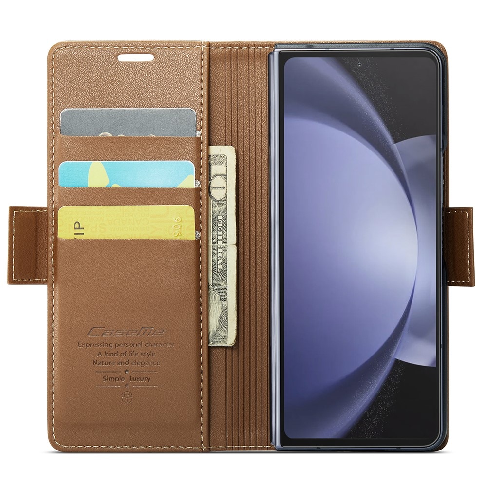 RFID blocking Slim Pung Etui Samsung Galaxy Z Fold 5 brun