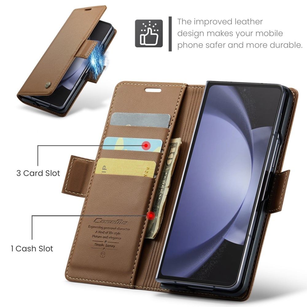 RFID blocking Slim Pung Etui Samsung Galaxy Z Fold 5 brun