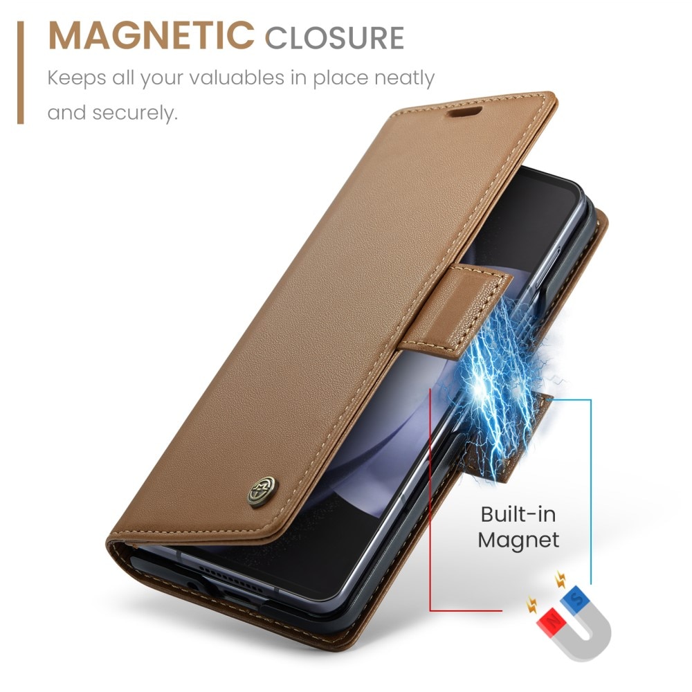 RFID blocking Slim Pung Etui Samsung Galaxy Z Fold 5 brun