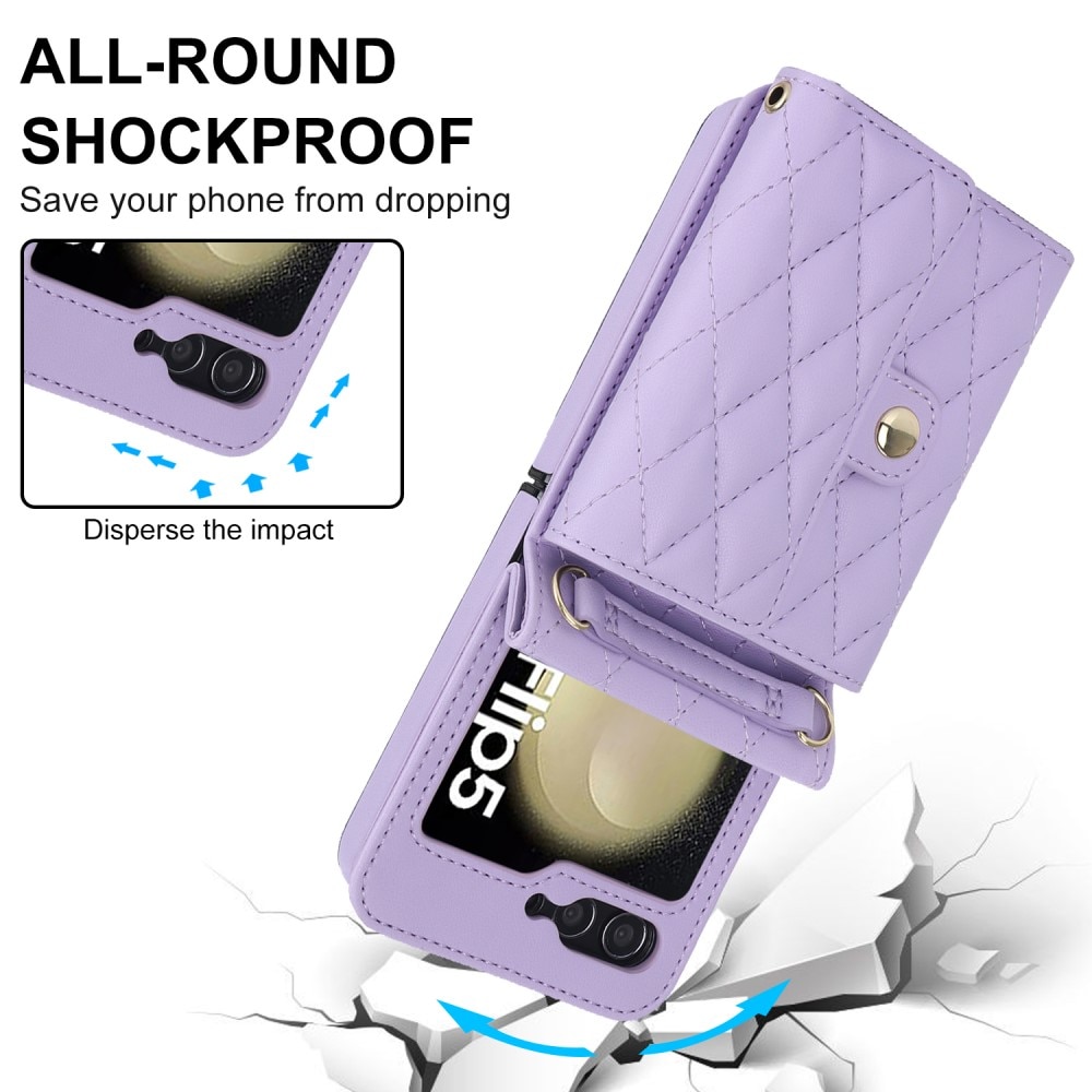 RFID blocking Pung Taske Samsung Galaxy Z Flip 5 Quilted lila