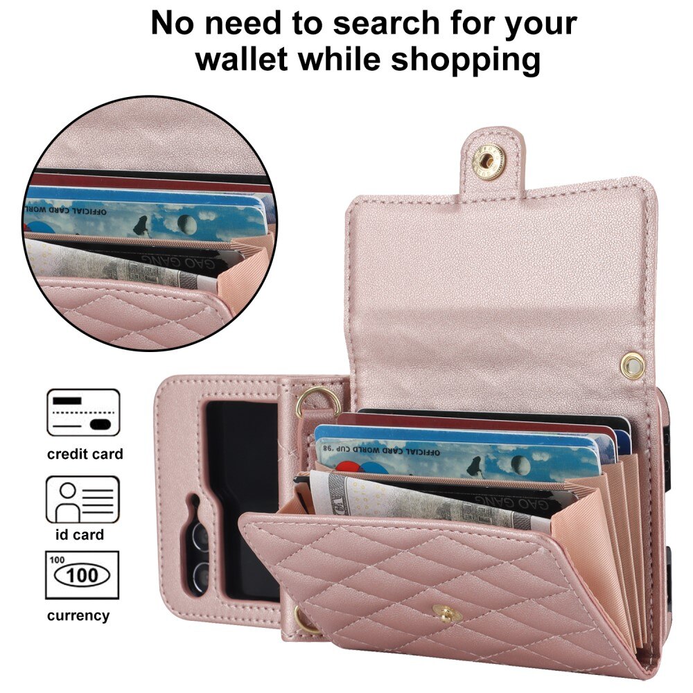 RFID blocking Pung Taske Samsung Galaxy Z Flip 5 Quilted rose guld